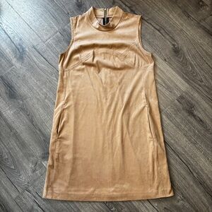 Alfani Tan Faux Suede Sleeveless Mini Dress